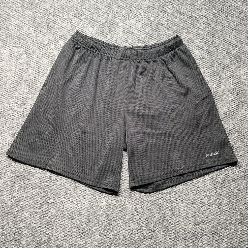 Reebok Men's Basketball Athletic Shorts Size Medium Black Elastic Waist Logo